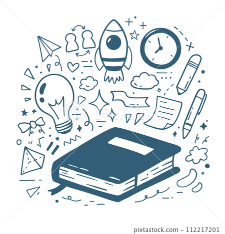 Ideas concept and Education icon set. Doodle vector illustration. Ideas concept and Education icon set. Doodle vector illustration. 112217201