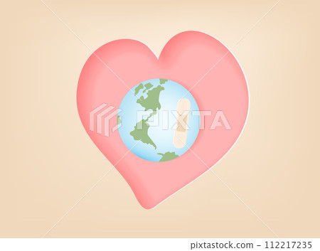 Planet Earth sick in heart. Love your planet. Climate change and ecological problems. Vector flat illustration 112217235