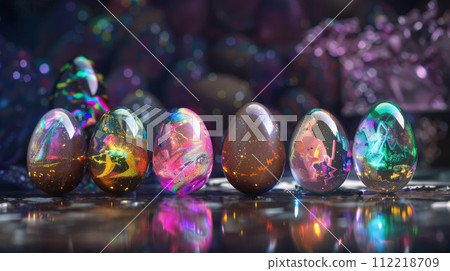Shiny Iridescent Easter Eggs 112218709