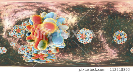 360 degree panorama view of Hepatitis B viruses 360 degree panorama view of Hepatitis B viruses 112218893