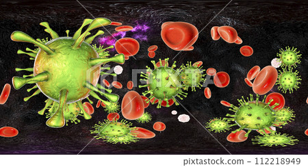 Cytomegaloviruses in blood, 360-degree spherical panorama 112218949