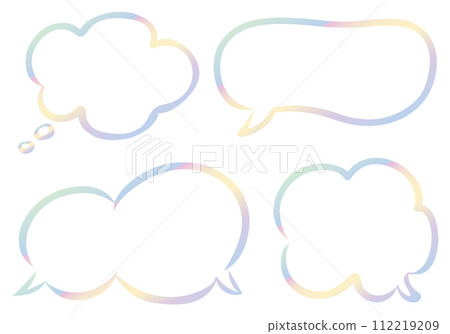 Speech bubble material: 4 hand-drawn types (pastel colors) 112219209