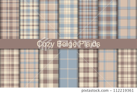 Cozy beige plaid bundles, textile design, checkered fabric pattern for shirt, dress, suit, wrapping paper print, invitation and gift card. Cozy beige plaid bundles, textile design, checkered fabric pattern for shirt, dress, suit, wrapping paper print, invitation and gift card. 112219361