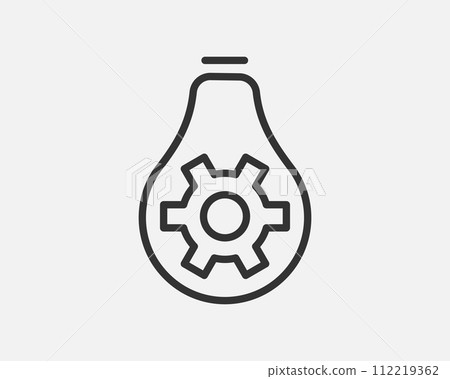 Light dimmer icon line trendy design. Electricity lamp saving energy sign. Black and white flat style. Light dimmer icon line trendy design. Electricity lamp saving energy sign. Black and white flat style. 112219362