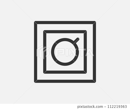Light dimmer icon line trendy design. Electricity lamp saving energy sign. Black and white flat style. 112219363