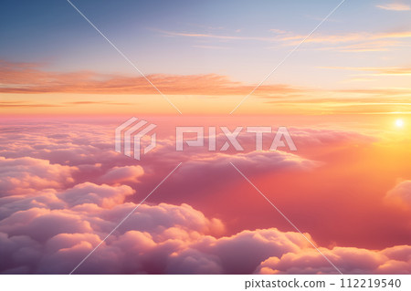 Clouds over sea in sunset colors 112219540
