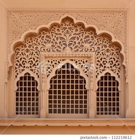 Ornament lattice window in india 112219612