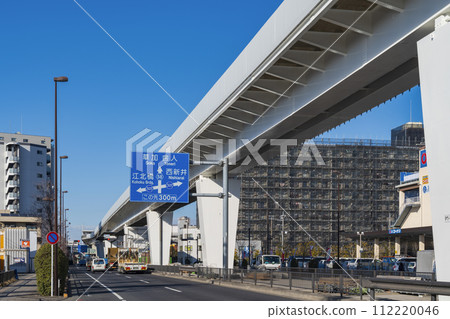 [Urban scenery] Adachi-ku Toneri Liner viaduct and Ogubashi Street streetscape 112220046