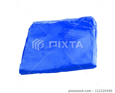 blue plastic bag isolated on white background 112220390