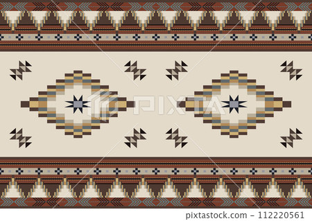 Navajo tribal vector seamless pattern. Native American ornament. Ethnic South Western decor style. Boho geometric ornament. Vector seamless pattern. Mexican blanket, rug. Woven carpet illustration. 112220561