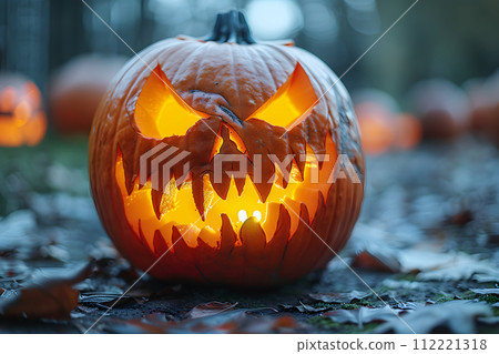 Jack O Lantern Pumpkin With Open Mouth 112221318