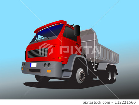 A Big Red Dump Truck. 3d color vector illustration 112221560