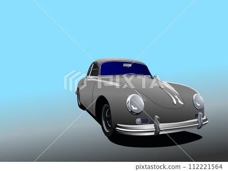 Black car on the road. Vector 3d illustration 112221564