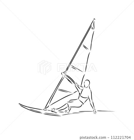 Windsurfing sketch. Vector illustration. windsurfing vector 112221704
