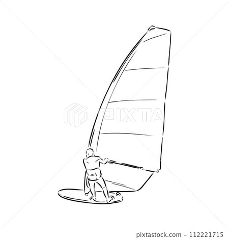 Windsurfing sketch. Vector illustration. windsurfing vector 112221715