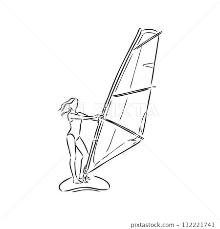 Windsurfing sketch. Vector illustration. windsurfing vector 112221741