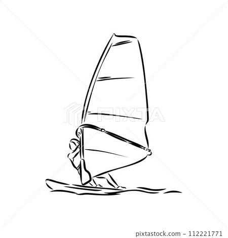 Windsurfing sketch. Vector illustration. windsurfing vector Windsurfing sketch. Vector illustration. windsurfing vector 112221771