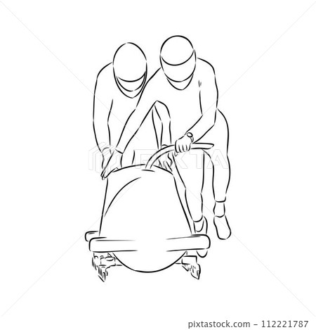 Vector illustration. Illustration shows a bobsledder driving on the car. Bobsleigh. Winter sport Vector illustration. Illustration shows a bobsledder driving on the car. Bobsleigh. Winter sport 112221787