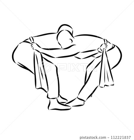 Martial arts coach, sambo, judo and wrestling. belt wrestling vector sketch 112221837