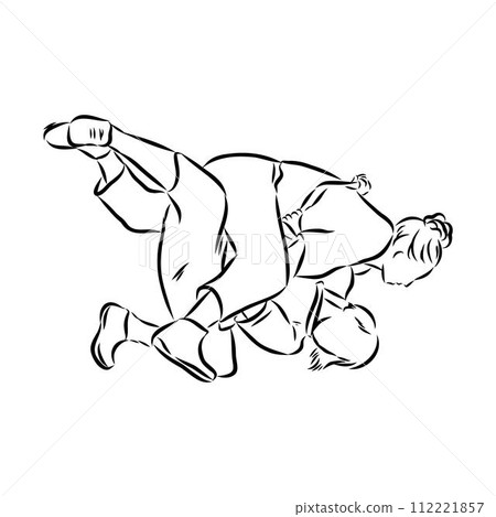 Martial arts coach, sambo, judo and wrestling. belt wrestling vector sketch Martial arts coach, sambo, judo and wrestling. belt wrestling vector sketch 112221857