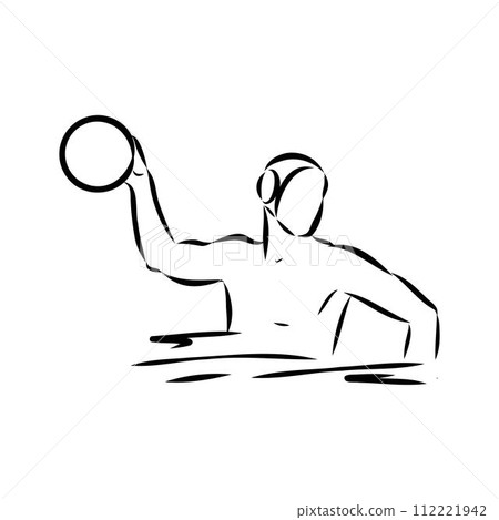 stylized sketch of water polo illustration of a water polo player throwing ball set stylized sketch of water polo illustration of a water polo player throwing ball set 112221942