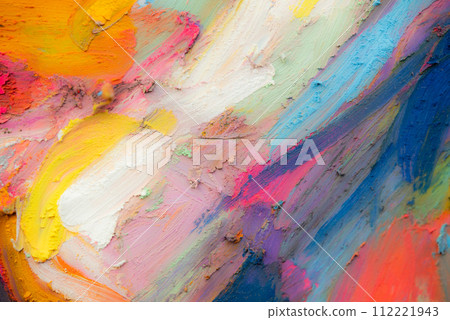 Conceptual abstract picture of a beautiful girl. Conceptual abstract closeup of an oil pastels. 112221943