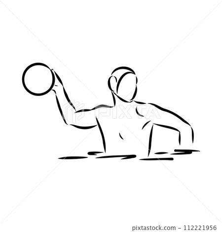 stylized sketch of water polo illustration of a water polo player throwing ball set stylized sketch of water polo illustration of a water polo player throwing ball set 112221956