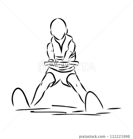 water ski girl, vector sketch illustration water ski girl, vector sketch illustration 112221998