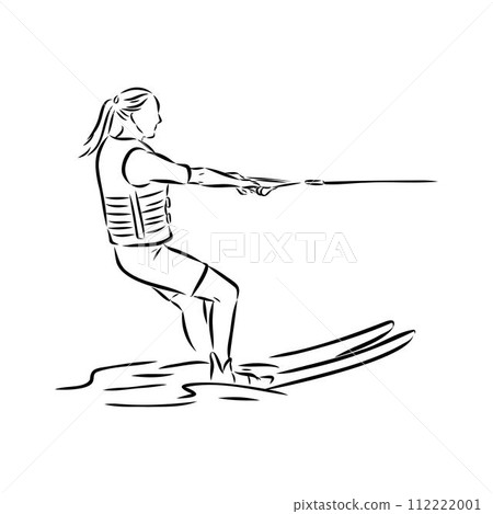 water ski girl, vector sketch illustration 112222001