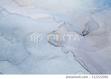 Blue and gold alcohol ink. Style incorporates the swirls of marble or the ripples of agate. 112222002