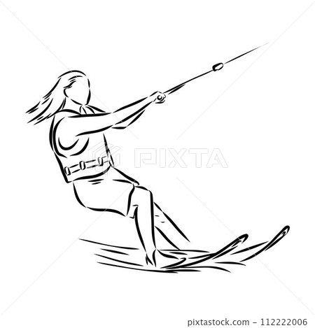 water ski girl, vector sketch illustration 112222006