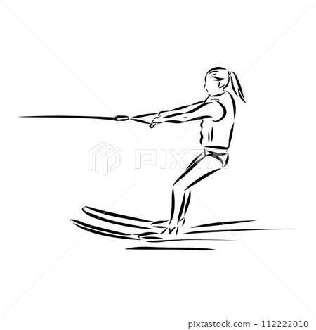 water ski girl, vector sketch illustration water ski girl, vector sketch illustration 112222010