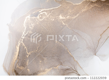 Abstract fluid art painting in alcohol ink, mixture of bronze, silver, metallic and gold paints. Abstract fluid art painting in alcohol ink, mixture of bronze, silver, metallic and gold paints. 112222039