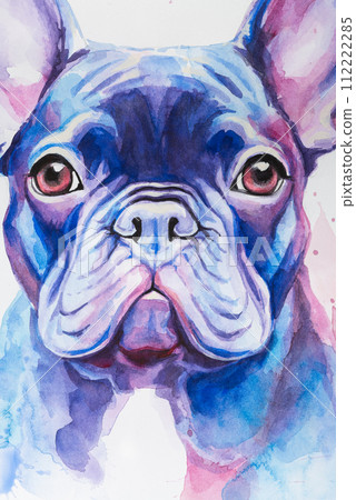dog painted in watercolor on a white background 112222285