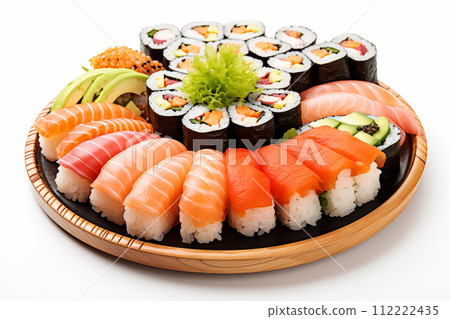 Sushi roll set - Japanese food style on white background 112222435