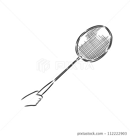 illustration of Badminton. Hand drawn. 112222903
