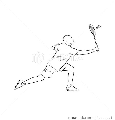 illustration of Badminton. Hand drawn. illustration of Badminton. Hand drawn. 112222991
