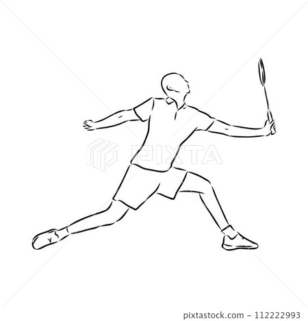 illustration of Badminton. Hand drawn. illustration of Badminton. Hand drawn. 112222993
