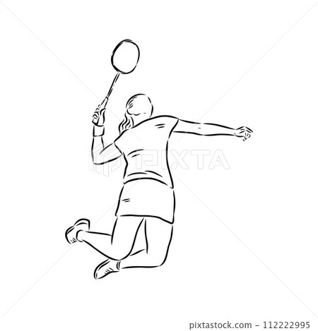illustration of Badminton. Hand drawn. illustration of Badminton. Hand drawn. 112222995