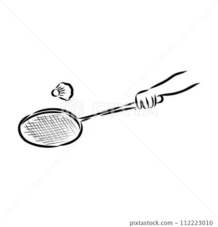 illustration of Badminton. Hand drawn. illustration of Badminton. Hand drawn. 112223010