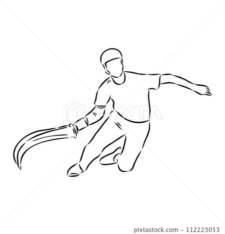 basque pelota vector line icon. playing basque pelota. sport pictogram illustration. 112223053