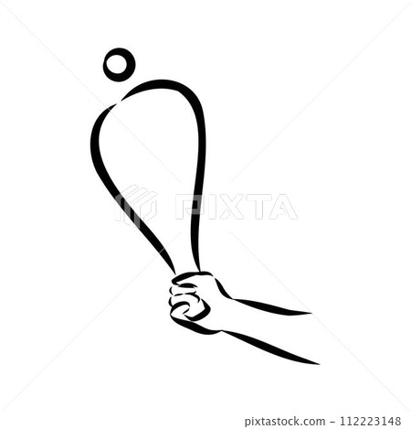 basque pelota vector line icon. playing basque pelota. sport pictogram illustration. 112223148