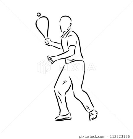 basque pelota vector line icon. playing basque pelota. sport pictogram illustration. basque pelota vector line icon. playing basque pelota. sport pictogram illustration. 112223156