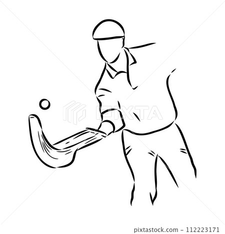 basque pelota vector line icon. playing basque pelota. sport pictogram illustration. 112223171
