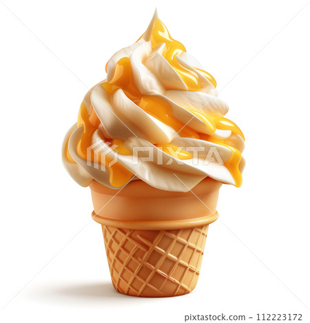 vanilla ice cream in waffle cup isolated vanilla ice cream in waffle cup isolated 112223172