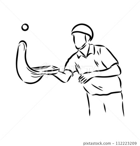 basque pelota vector line icon. playing basque pelota. sport pictogram illustration. 112223209