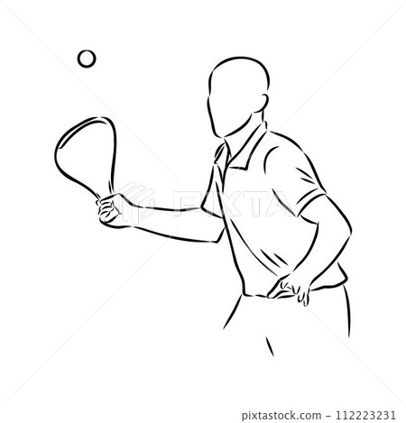 basque pelota vector line icon. playing basque pelota. sport pictogram illustration. 112223231