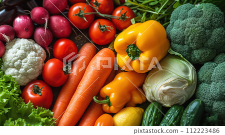 food background variety of fresh vegetables 112223486