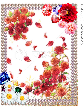 Cute flower and lace illustration and ribbon decoration 112223531