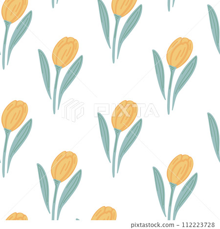 Tulips flat design yellow colour seamless pattern Tulips flat design yellow colour seamless pattern 112223728